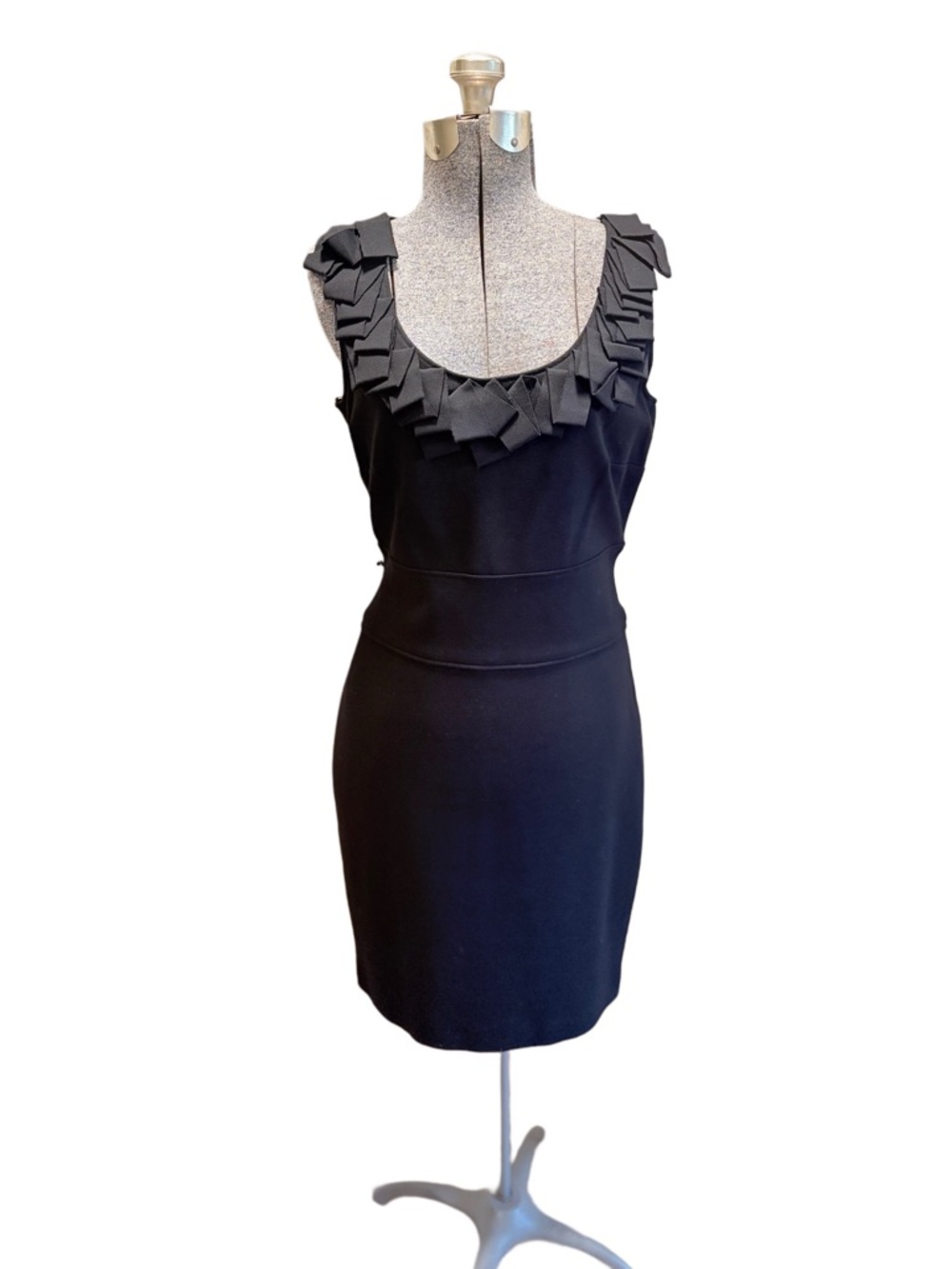 Taylor Black Sleeveless Ruffle-Trim Mini Dress